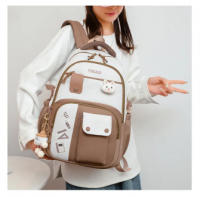 Mochila escolar para niñas adolescentes con diseño de conejo lindo, mochila de moda con contraste de colores, mochila fresca par - details 7
