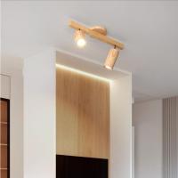 Lámpara de techo LED de madera para dormitorio, pasillo, balcón, pista, accesorio de luz, candelabro largo con foco - details 3