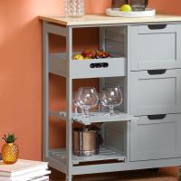 Carro de Almacenamiento Mueble Auxiliar Cocina Carrito de Servir con 3 Cajones 2 Estantes y 1 Bandeja Extraíble Negro - details 12