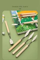 Paleta de Pintura al Óleo Set de 7 Herramientas de Artista Cuchillos de Paleta de Plástico con Mango de Madera Cuchillo de Acero Inoxidable Elástico Ideal para Pintar con Aceite Herramientas de Arte para Niños - details 10