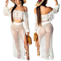 Conjunto de 2 piezas para mujer, falda de cintura alta y camiseta, diseño de borlas, universidad, chicas jóvenes, verano - details 5