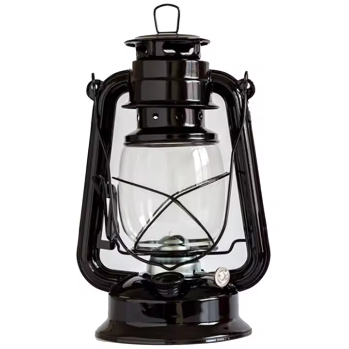 Lámpara de aceite al aire libre para tienda de campaña, farol de queroseno, iluminación colgante de emergencia para campamento, prevención de accidentes, color negro - 1