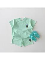 Versión coreana ins ropa de los niños de color caramelo de algodón casual de manga corta conjunto de bebé de dibujos animados oso camiseta pantalones cortos - details 5