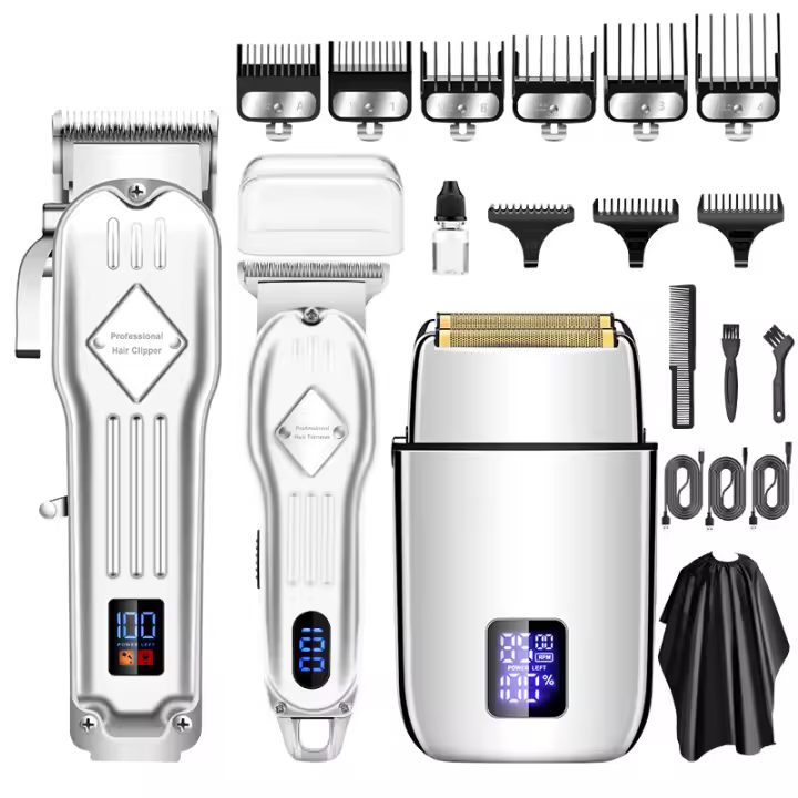 Nuevos 3 juegos de niños y madres, tijeras de empuje eléctricas, corte de pelo en casa para hombres, máquina de cabeza calva, peluquería, corte de pelo de alta potencia, maquinilla de afeitar. - 1