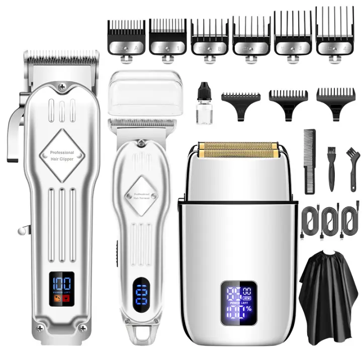 Nuevos 3 juegos de niños y madres, tijeras de empuje eléctricas, corte de pelo en casa para hombres, máquina de cabeza calva, peluquería, corte de pelo de alta potencia, maquinilla de afeitar. - 1