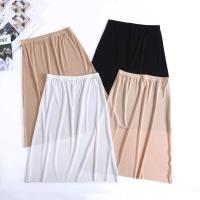 Falda interior de satén para mujer, ropa fina de seda de hielo, cintura alta, elástica, antipenetracita, enagua de forro - details 1