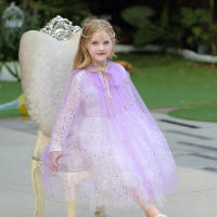 Girl Costume Children Elegant Dress Cape Kids Christmas Halloween Party Supply Girl Tulle Cloak Elsa Rapunzel Cosplay Accessory - details 18