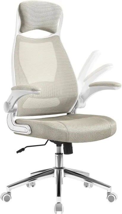 Silla giratoria de Oficina Silla de Escritorio de Malla con reposacabezas Mecanismo sincronizado y Altura Ajustable Negro - 1