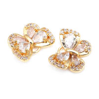 4 Uds. Colgantes de mariposa de latón y circonita de Color dorado de 18K, suministros para hacer joyas, collar, pendientes, accesorios para mujer - details 3