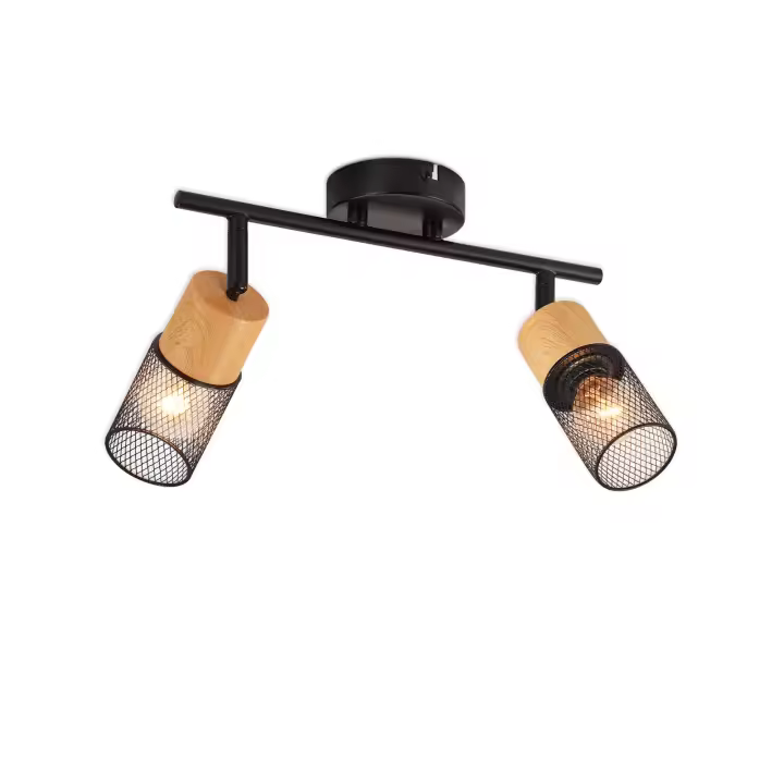 CBJKTX Lámpara de techo 2 bombillas Focos de techo vintage Puntos de madera 350 °   Ajustable E14 Retro - 1