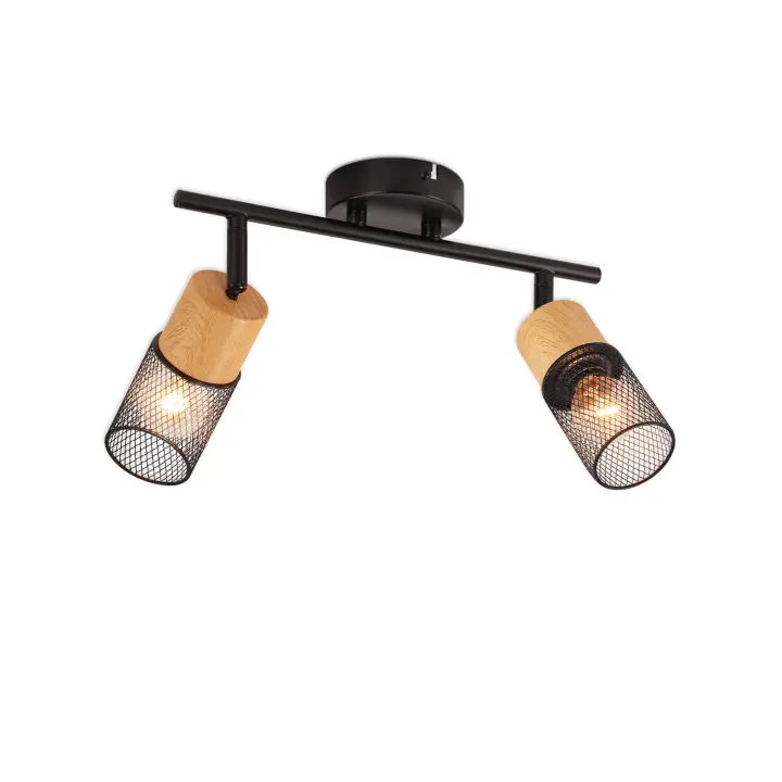 CBJKTX Lámpara de techo 2 bombillas Focos de techo vintage Puntos de madera 350 °   Ajustable E14 Retro - 1
