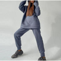 Suéter con capucha informal para mujer, jersey deportivo de lana de dos piezas, pantalones tipo araña, ropa deportiva - details 2