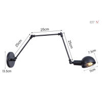 Lámpara de pared de Robot oscilante de doble brazo largo, candelabro de Metal Industrial Vintage, estilo Retro, L20/L30/l40 cm, negro, iluminación del hogar - details 10