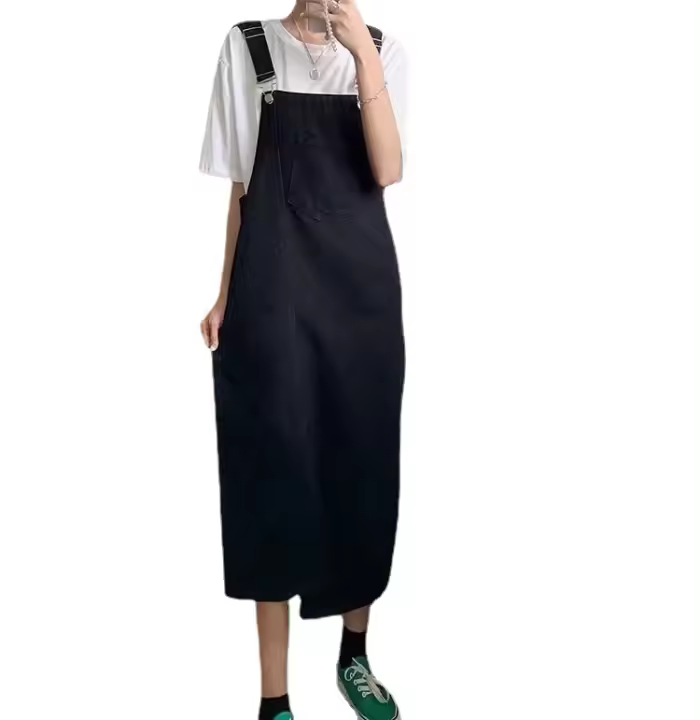 Vestido de mezclilla para mujer Vestidos largos con cuello cuadrado - 1