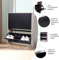 Mueble zapatero de 12 pares - Estantería de gran capacidad para vestíbulo o pasillo - (ancho) 60 x (profundidad) 24 x (alto) 80 cm - Madera clara blanca - details 148