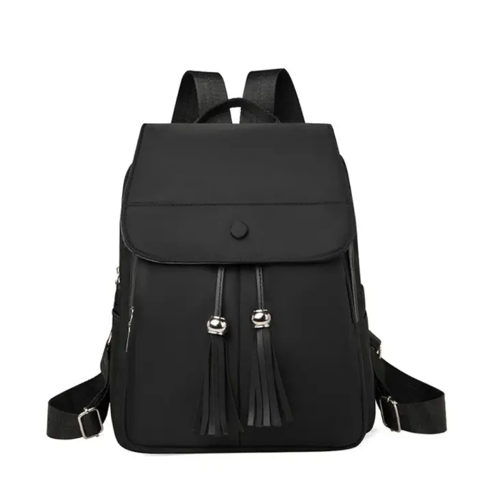 Mochila Oxford de gran capacidad para mujer, bolso de mano Simple, mochila negra para estudiantes, moda - 1