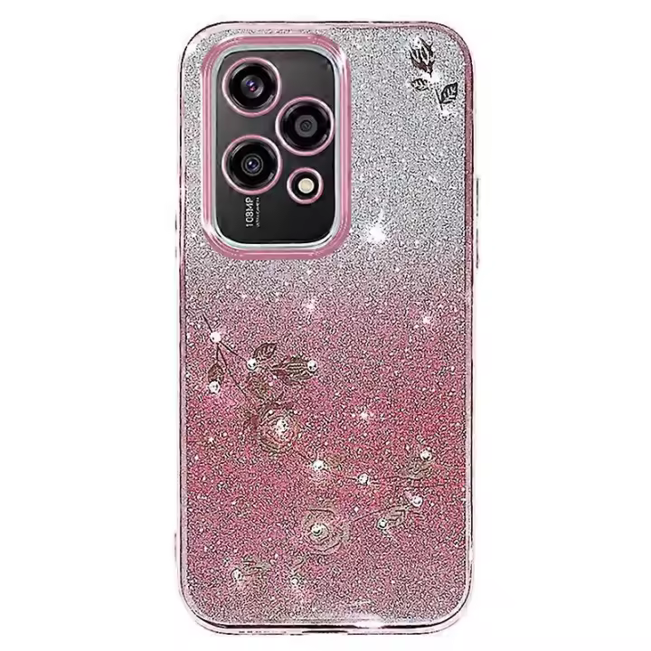 Funda para Honor 200 Lite de TPU con purpurina, diseño floral bonito. - 1
