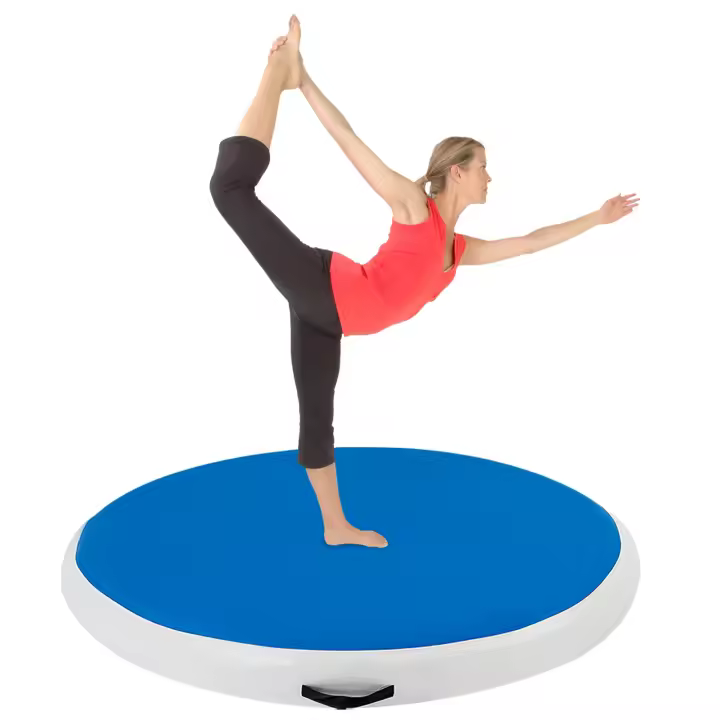 Esterilla redonda inflable para Yoga y gimnasia, estándar europeo, 100x10cm - 1