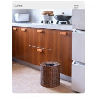 Papelera Retro de ratán, gran capacidad, hogar, cocina, sala de estar, luz de lujo, alta gama, tejido a mano sin tapa - details 7