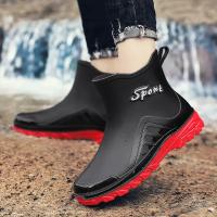 Botas de lluvia para hombre, botas desnudas a la moda, zapatos antideslizantes para trabajo de Chef, zapatos de pesca de goma impermeables y duraderos, zapatillas de deporte para hombre 2023 - details 19