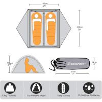 Carpa Ultraligera Resistente al Agua y al Viento, Montaje Fácil, 2-3 Personas, 3-4 Temporadas para Senderismo y Camping - details 1
