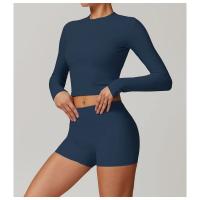 Top de yoga de manga larga para mujer, logotipo personalizado, ropa deportiva de gimnasio, top de fitness sin costuras, ropa de yoga elástica, camiseta de yoga para mujer - details 3