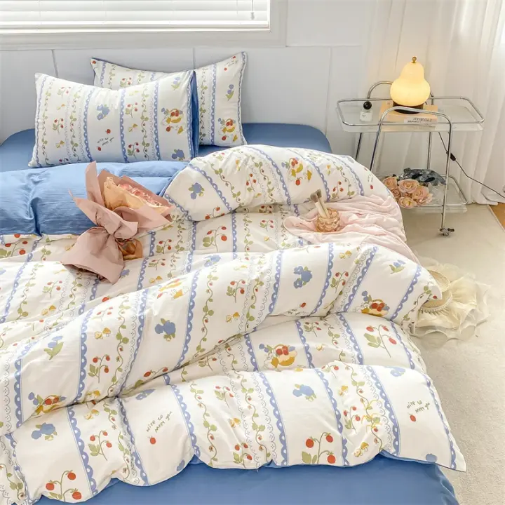 Funda de Edredón con Estilo Floral para Cama Individual 150 Cubiertas de Algodón para Cama de Reina Decoración de Hogar - 1