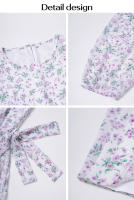Vestido de cintura con lazo floral estilo casual de vacaciones para mujer Primavera Verano - details 5