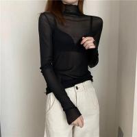 Camiseta de Malla Transparente para Mujer Manga Larga, Cuello Redondo, Seda y Encaje - details 16