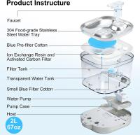 Fuente de Gato de Acero Inoxidable Alimentado por Batería Sensor Inalámbrico Circulación Automática Dispensador de Agua - details 0