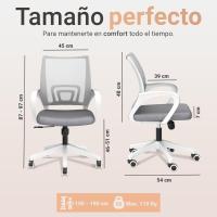 Silla Oficina con Apoyo Lumbar, Estructura de Plastico, Malla Transpirable, Ruedas Giratorias 360 °   Soporta hasta 120kg - details 8