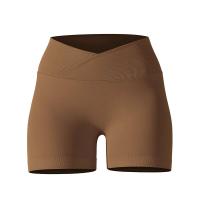 Crossover mujeres deporte gimnasio entrenamiento correr cintura alta Yoga Push Up cadera sin costuras Fiess Shorts - details 49