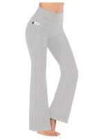 Pantalones acampanados para mujer con bolsillos, pierna acampanada, pantalones de yoga, cintura alta, fitness, casual, abdominoplastia - details 4