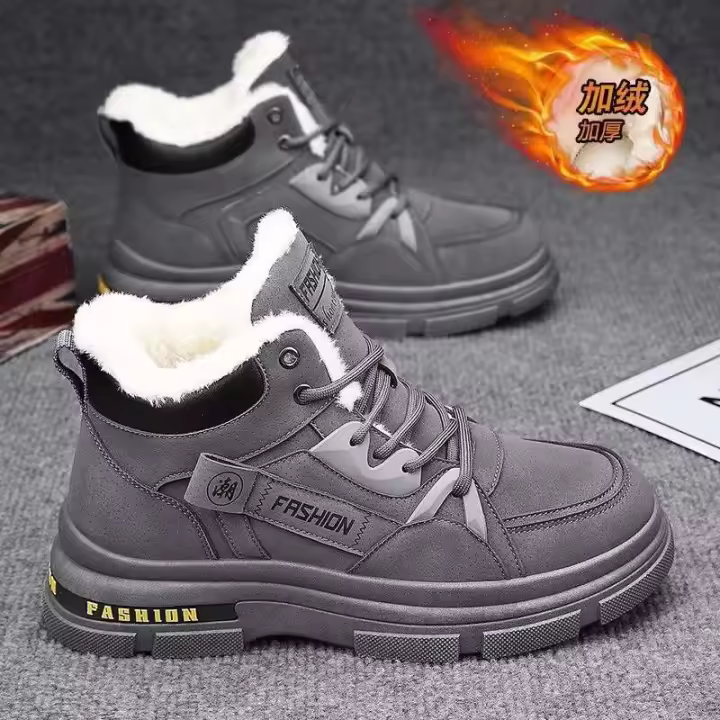 Zapatos de senderismo cálidos antideslizantes transpirables de algodón de invierno para hombre con plantilla de PU botas de nieve resistentes al desgaste para exteriores resistentes al frío - 1
