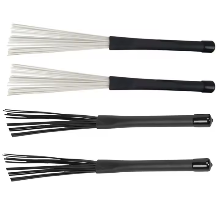Paquete de 4 cepillos de percusión, cepillos de tambor, cepillos de tambor de rebaba, cepillos de tambor de Jazz, cepillos de tambor de percusión - 1