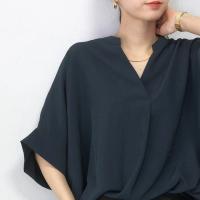 Nuevo vestido de verano Jersey con cuello en V suelto y delgado camisa de color sólido 6 colores - details 37