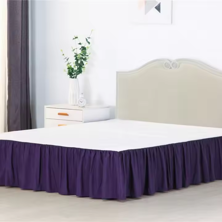 Falda de cama arrugada de algodón cepillado, muy vendida - 1