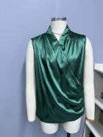 Blusa de satén sin mangas para primavera y verano para mujer, camiseta sin mangas fruncida, nueva camisa Sexy - details 1
