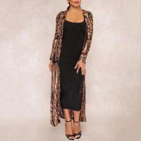 Maxi Abrigo de Séquin Elegante Blusa de Fiesta Abierta Vintage para Mujeres Moda de Cálida - details 4