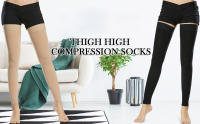 1Pair Thigh High Footless Compression Stockings Medical 20-30 MmHg Gradient Compression Leg Support for Varicose Veins Swelling - details 0