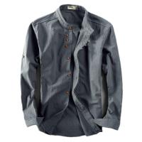 Camisa De Manga Larga Para Hombres, Camisa De Lino Informal De Otoño, Estilo Retro Chino, Cuello Delgado, Abrigo Para Hombres - details 4