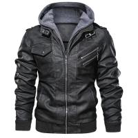 Chaqueta de cuero de imitación con capucha para hombre primavera otoño invierno estilo casual chaqueta juvenil moda más chaqueta de cuero cálida a prueba de viento de terciopelo - details 1