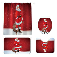 Juego de Cortina de Ducha Navideña de 4 Piezas Estera Antideslizante, Tapa de Olla, Alfombra de Baño Regalos Ideales para Familia, Amigo, Vecino - details 7