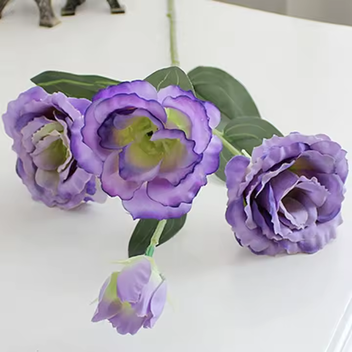 4 cabezas, decoración de mesa europea para el hogar, accesorios de fotografía para boda, Hotel, jardín, ramo de flores artificiales Eustoma florales falsas - 1