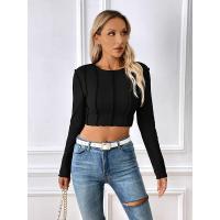 Camisetas de manga larga para mujer, ropa casual, suaves, cuello redondo, elegantes y brillantes, primavera, 2023 - details 13