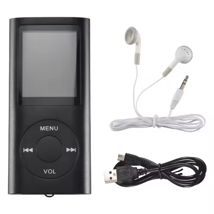 Reproductor MP3 con Bluetooth 5,0, reproductor de música con tarjeta TF de 32GB, FM, auriculares, reproductor de música HiFi portátil (negro) - 1