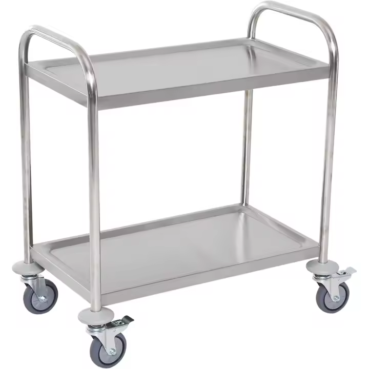 Carrito de Cocina de Acero Inoxidable 2 Banjas y 2 Brazos para Comedor Salón 70,5x40,5x81 cm - 1