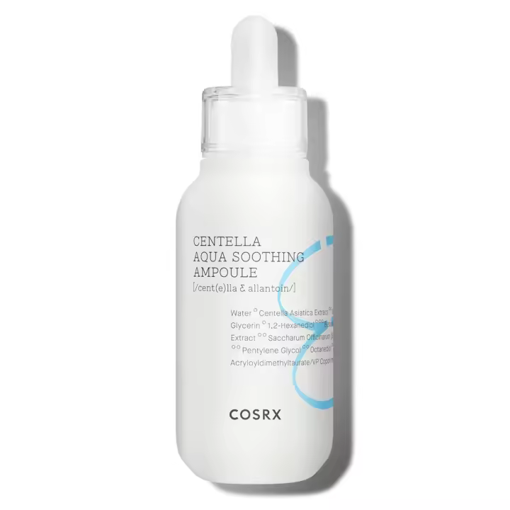 Ampolla calmante COSRX Aqua, cuidado coreano Centella Asiatica Cica, 1,35 Fl oZ, para pieles sensibles, suero diario para la piel, sin parabenos, - 1