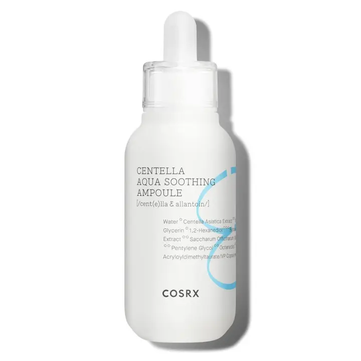 Ampolla calmante COSRX Aqua, cuidado coreano Centella Asiatica Cica, 1,35 Fl oZ, para pieles sensibles, suero diario para la piel, sin parabenos, - 1