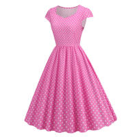 X Vestido acampanado con estampado de lunares y manga cuadrada elegante de verano para mujer - details 25